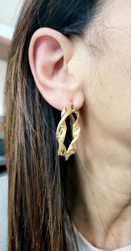 Orecchini torchon con greca in oro 18 kt - Oreficeria