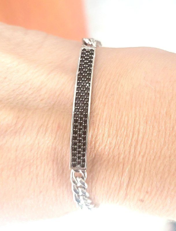 Bracciale groumette con Diamanti neri 1,42 ct in Oro Bianco 18 kt (750)