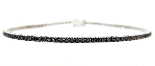Bracciale Tennis in Oro Bianco punte brunite con Diamanti Black 0,99 ct 18 kt (750)