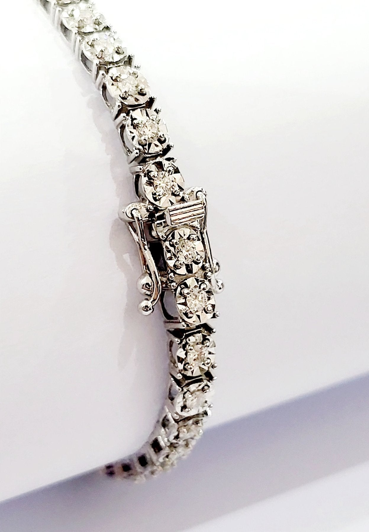 Bracciale Tennis specchio circolare in Oro Bianco con Diamanti 1,30 ct certificato Gem Tech 18 kt (750)