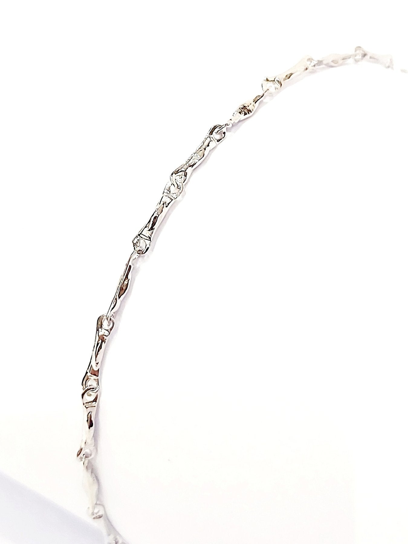 Bracciale Uomo Oro bianco 18 kt (750) maglia bamboo - Oreficeria