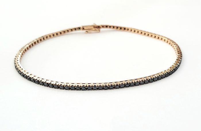 Bracciale Tennis Crieri Poesia in Oro Rosa con Diamanti Black 2,00 ct 18 kt (750)