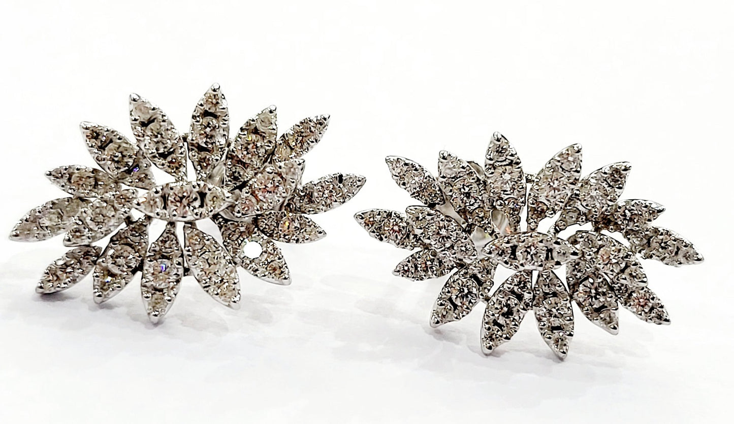 Orecchini petali Astralia con Diamanti 1,90 ct in Oro Bianco 18 kt (750)