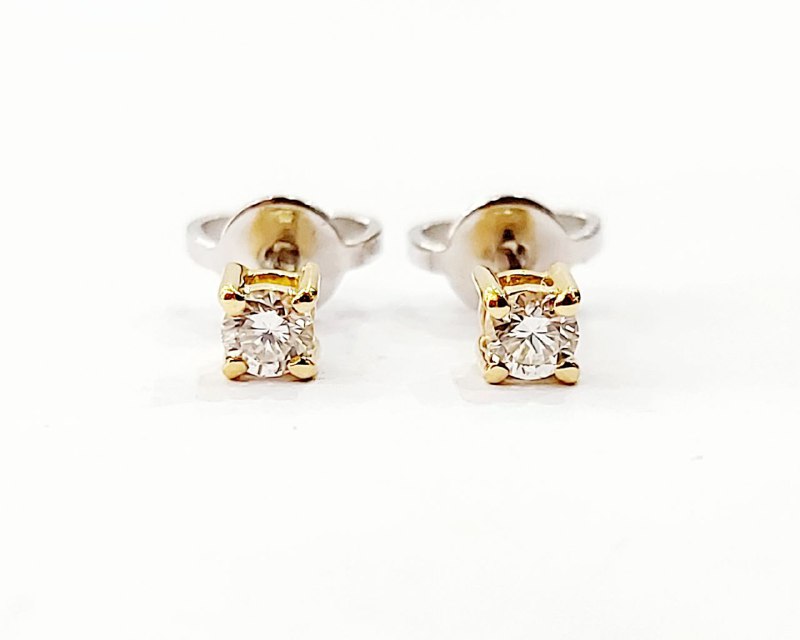 Orecchini punto luce in Oro Giallo Crieri Poesia con Diamanti 0,20 ct 18 kt (750)