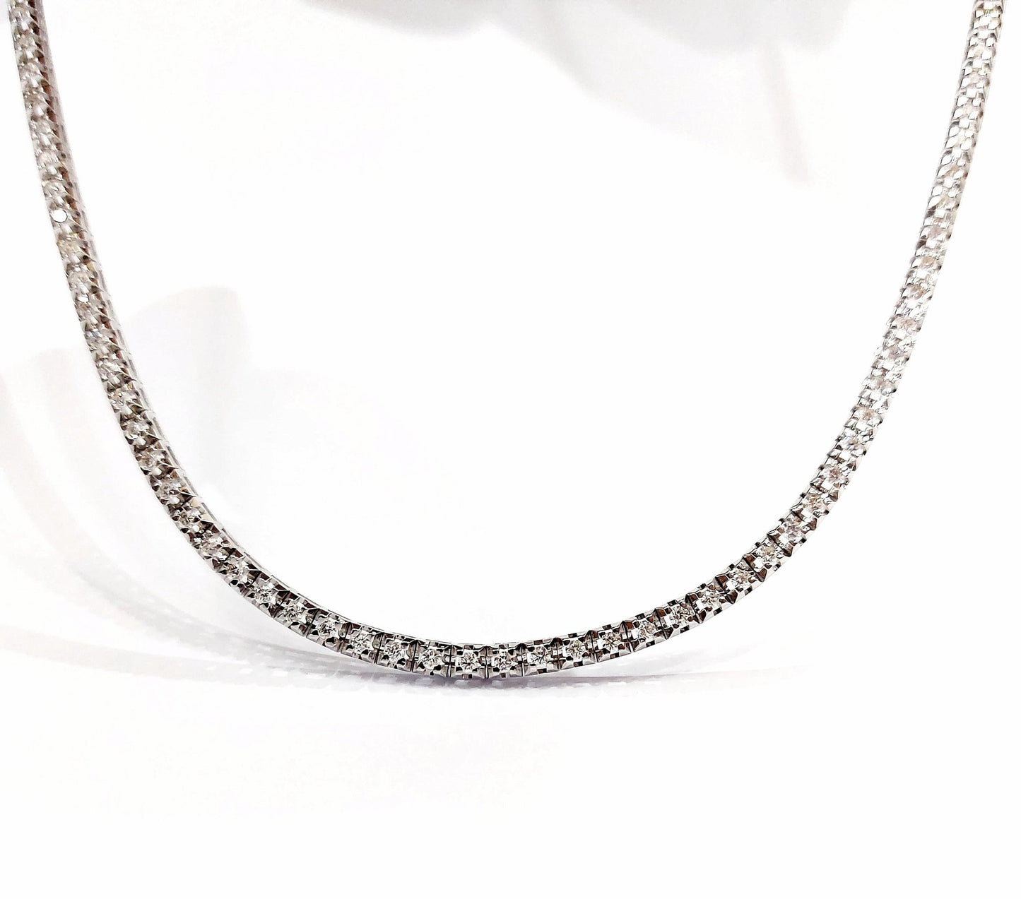 Collana modello tennis con Diamanti 3,05 ct semirigida Astralia in Oro Bianco 18 kt -750-45 cm