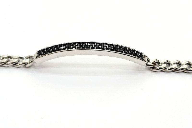 Bracciale groumette con Diamanti neri 1,42 ct in Oro Bianco 18 kt (750)