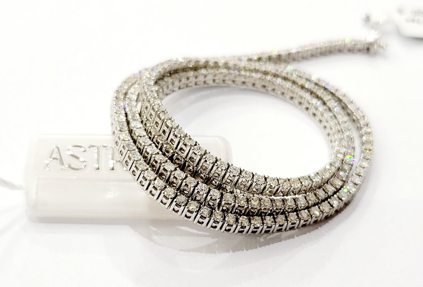 Collana tennis Diamanti 4,34 ct Astralia in Oro Bianco 18 kt -750