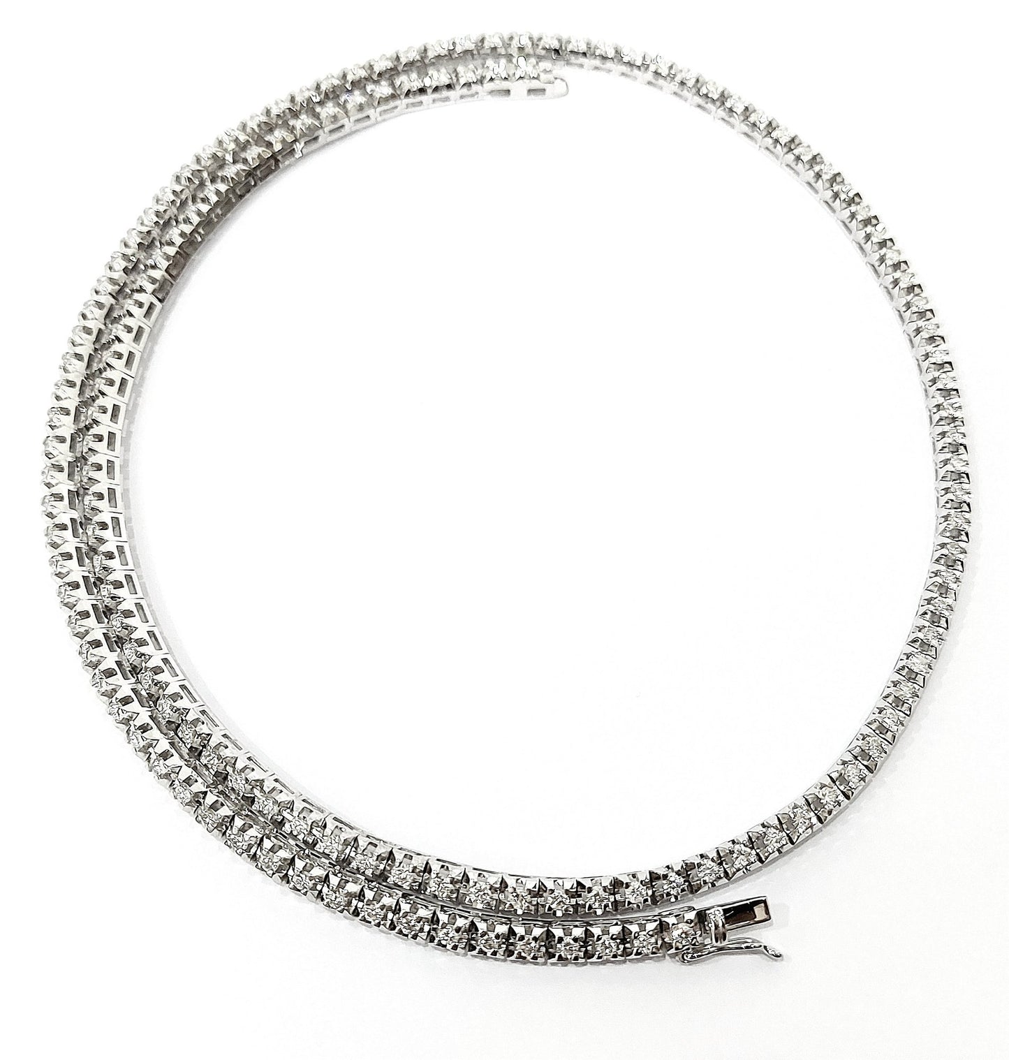 Collana modello tennis con Diamanti 3,05 ct semirigida Astralia in Oro Bianco 18 kt -750-45 cm