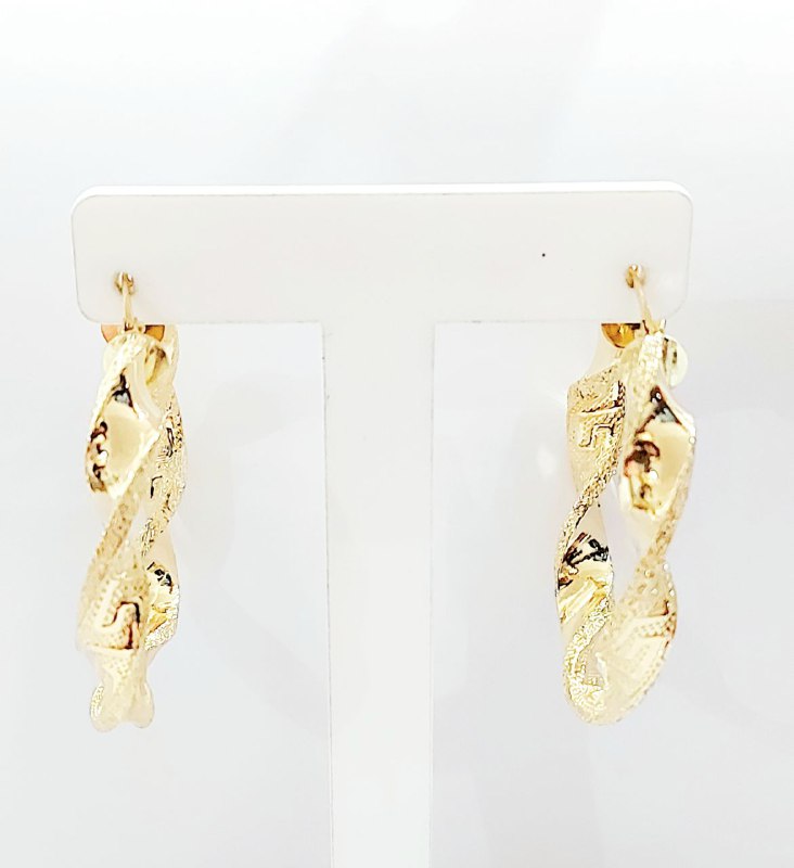 Orecchini torchon con greca in oro 18 kt - Oreficeria