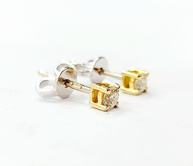 Orecchini punto luce in Oro Giallo Crieri Poesia con Diamanti 0,20 ct 18 kt (750)