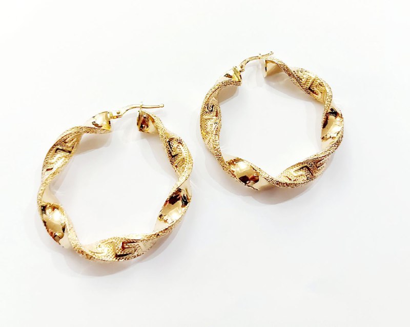 Orecchini torchon con greca in oro 18 kt - Oreficeria