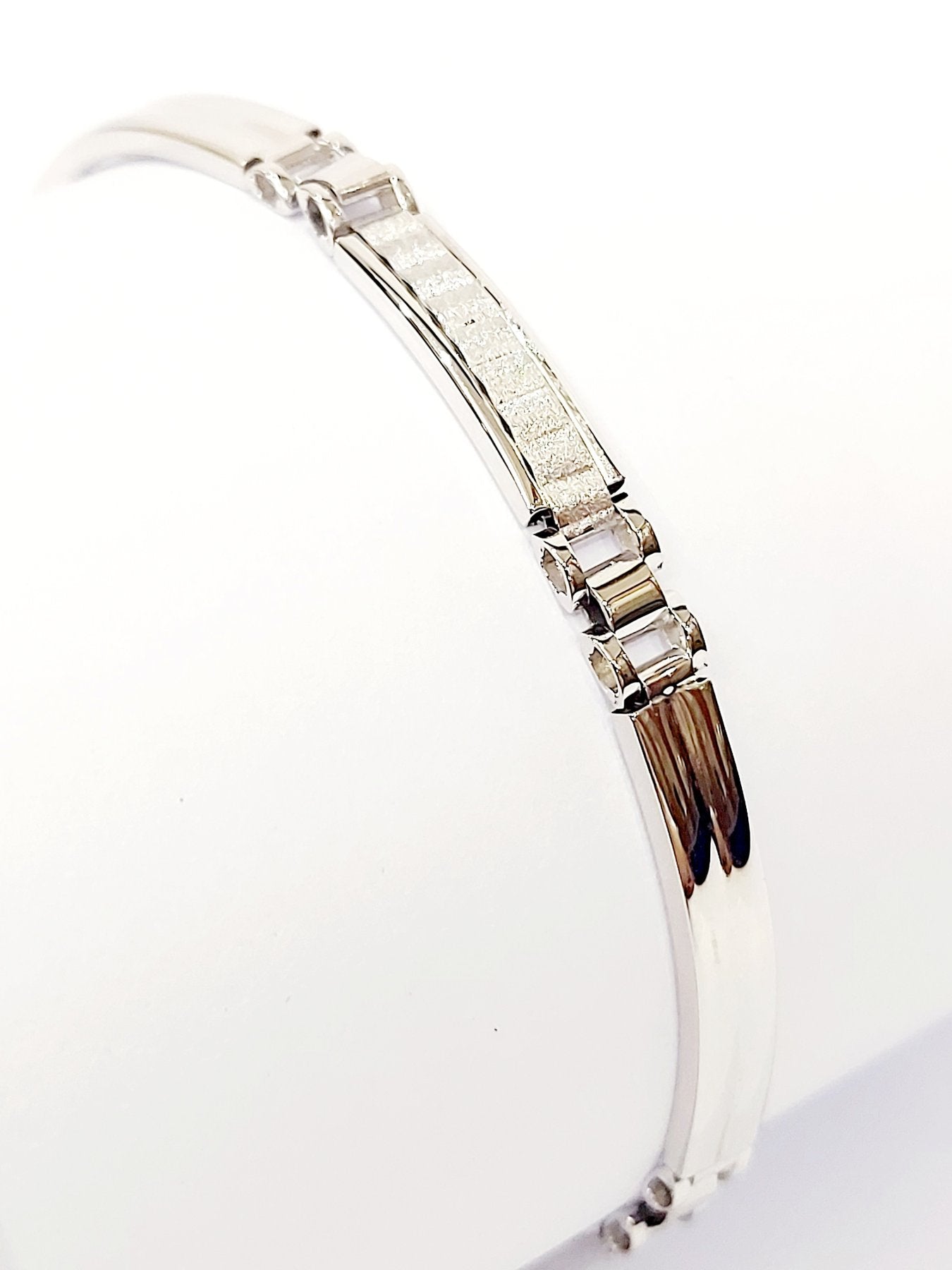 Bracciale Oro bianco 18 kt (750) piastre rettangolari lavorate - Oreficeria