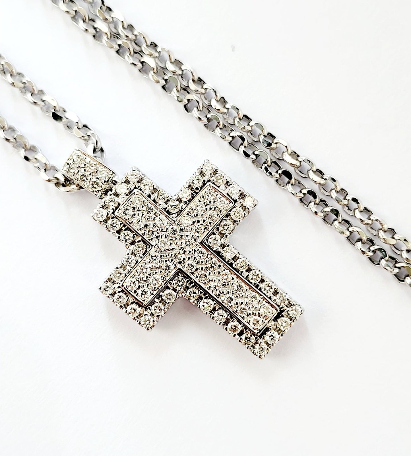 Collana pendente croce Astralia Diamanti 1,15 ct Oro Bianco 18kt-750 Certificato GEM-TECH