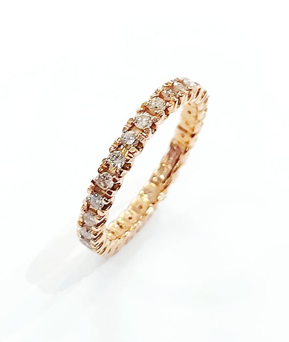 Anello Riviera in Oro Rosa con Diamanti 1,40 ct 18kt (750)