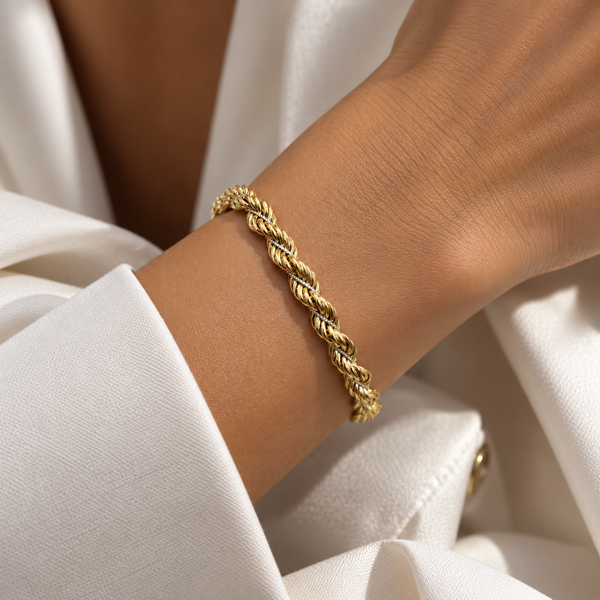 Bracciale funetta in oro giallo e bianco 18kt (750) - 11.70 gr - oreficeria