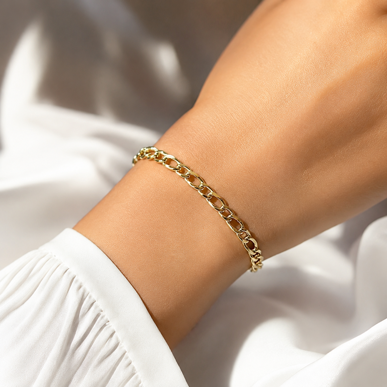 Bracciale catena piatta in oro giallo 18kt (750) - 5.70 gr - Oreficeria