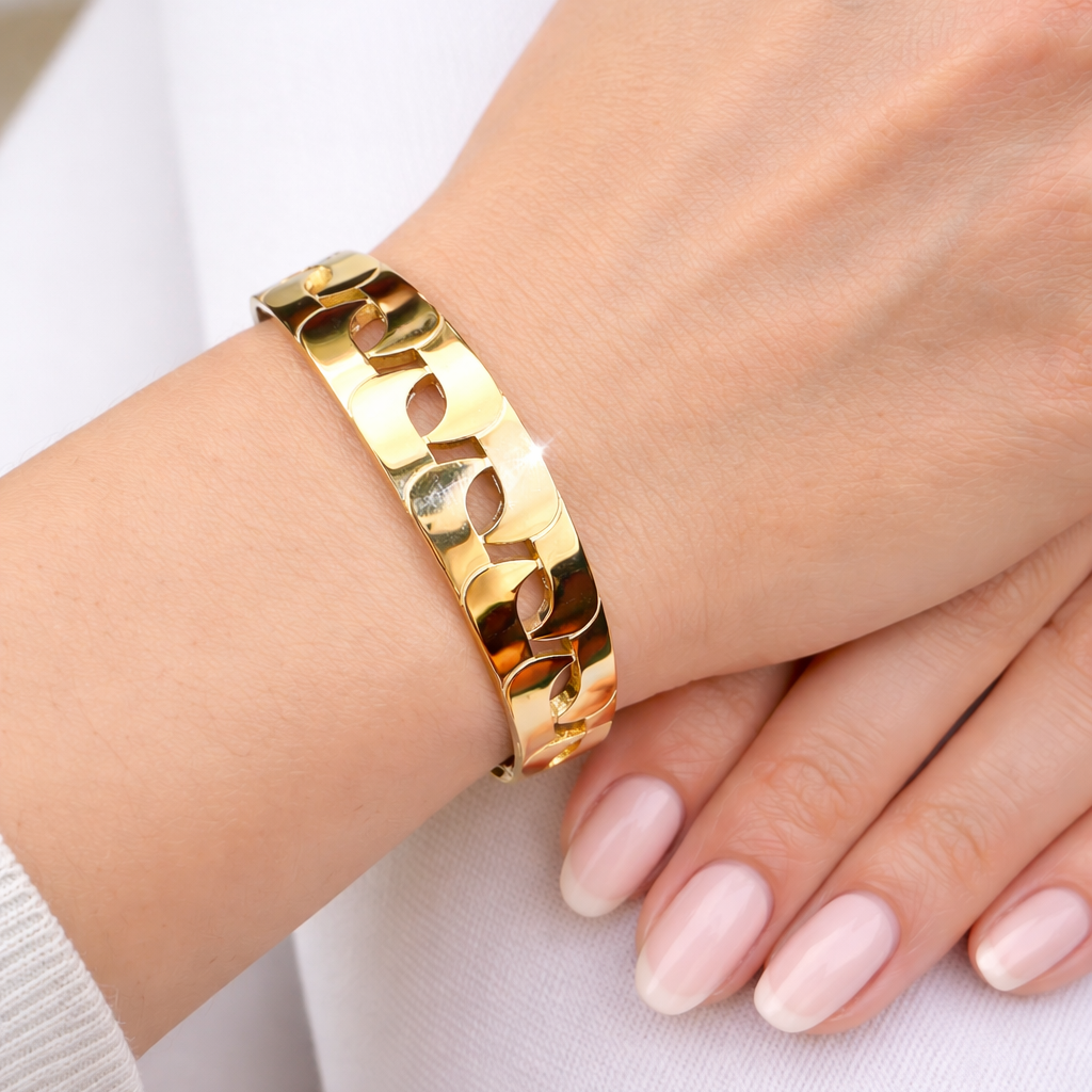 Bracciale rigido in oro giallo 18kt (750) - 16.15 gr - Oreficeria