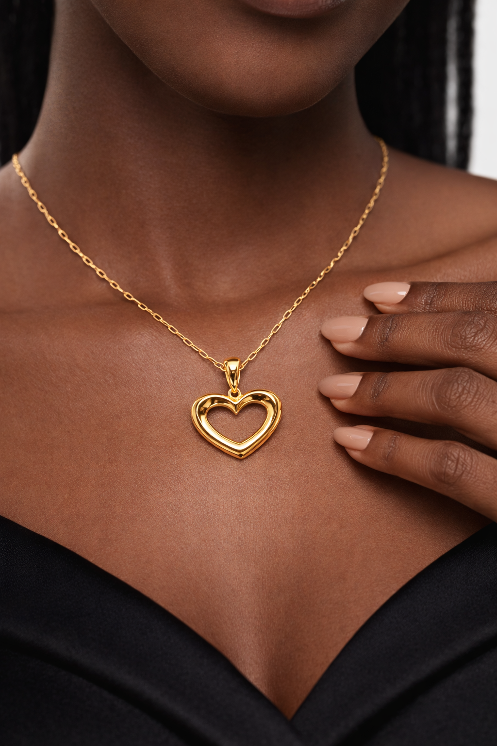 Collana cuore lucido in oro giallo 18kt (750) - 12.30gr - Oreficeria