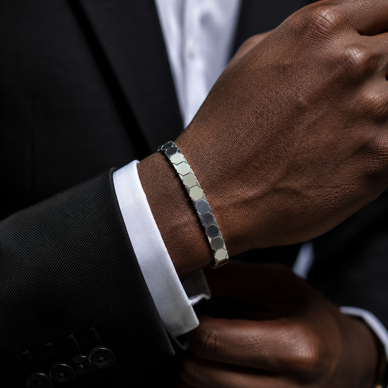 Bracciale double face rigido e semirigido in oro bianco 18 kt (750) - 16.20gr - Oreficeria