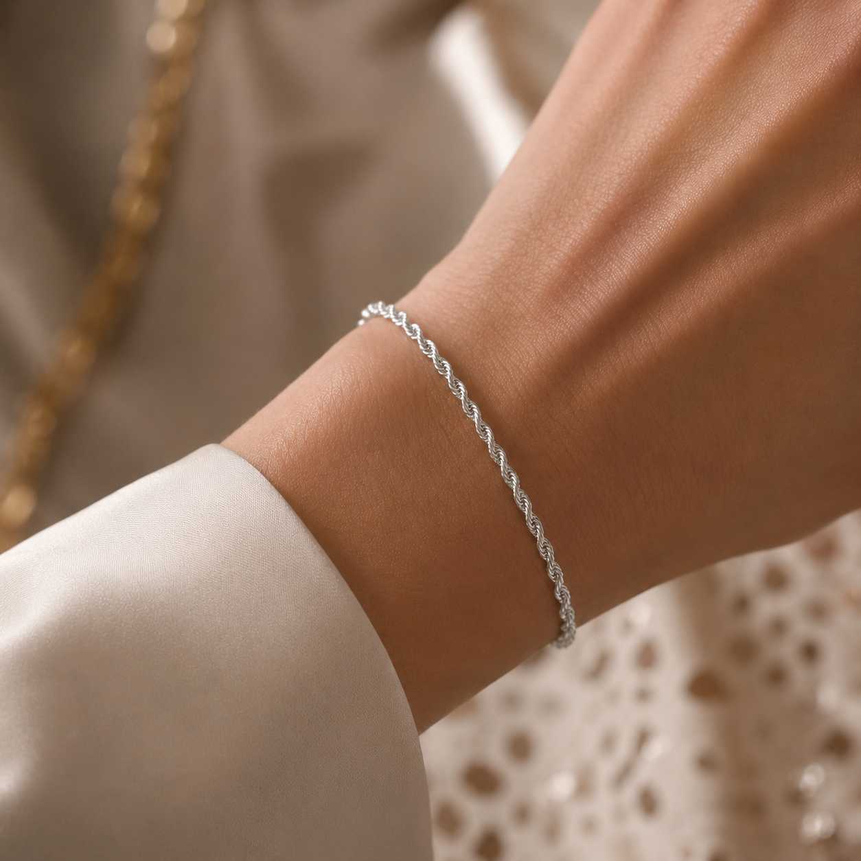 Bracciale funetta in oro bianco 18kt (750) - 0.95gr - 19cm