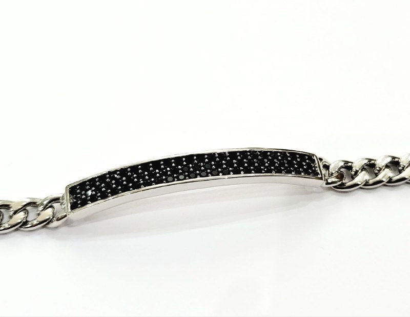 Bracciale groumette con Diamanti neri 1,42 ct in Oro Bianco 18 kt (750)