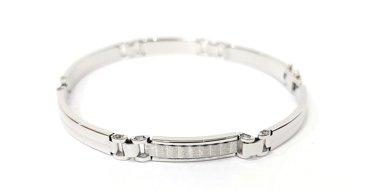 Bracciale Oro bianco 18 kt (750) piastre rettangolari lavorate - Oreficeria
