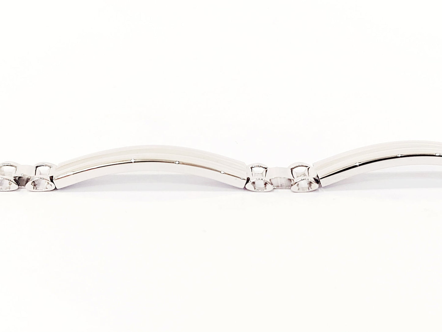 Bracciale Oro bianco 18 kt (750) piastre rettangolari lavorate - Oreficeria