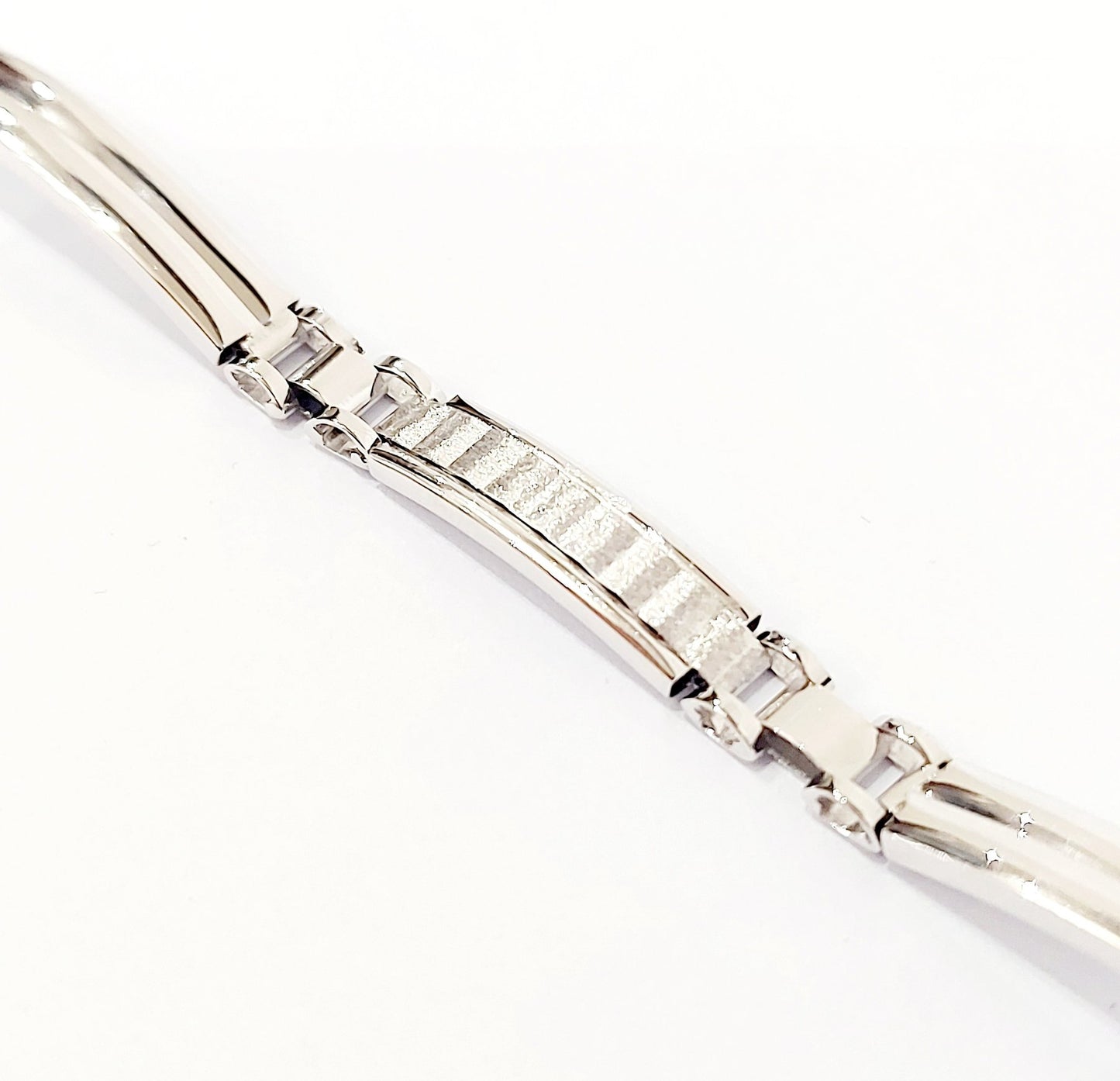 Bracciale Oro bianco 18 kt (750) piastre rettangolari lavorate - Oreficeria