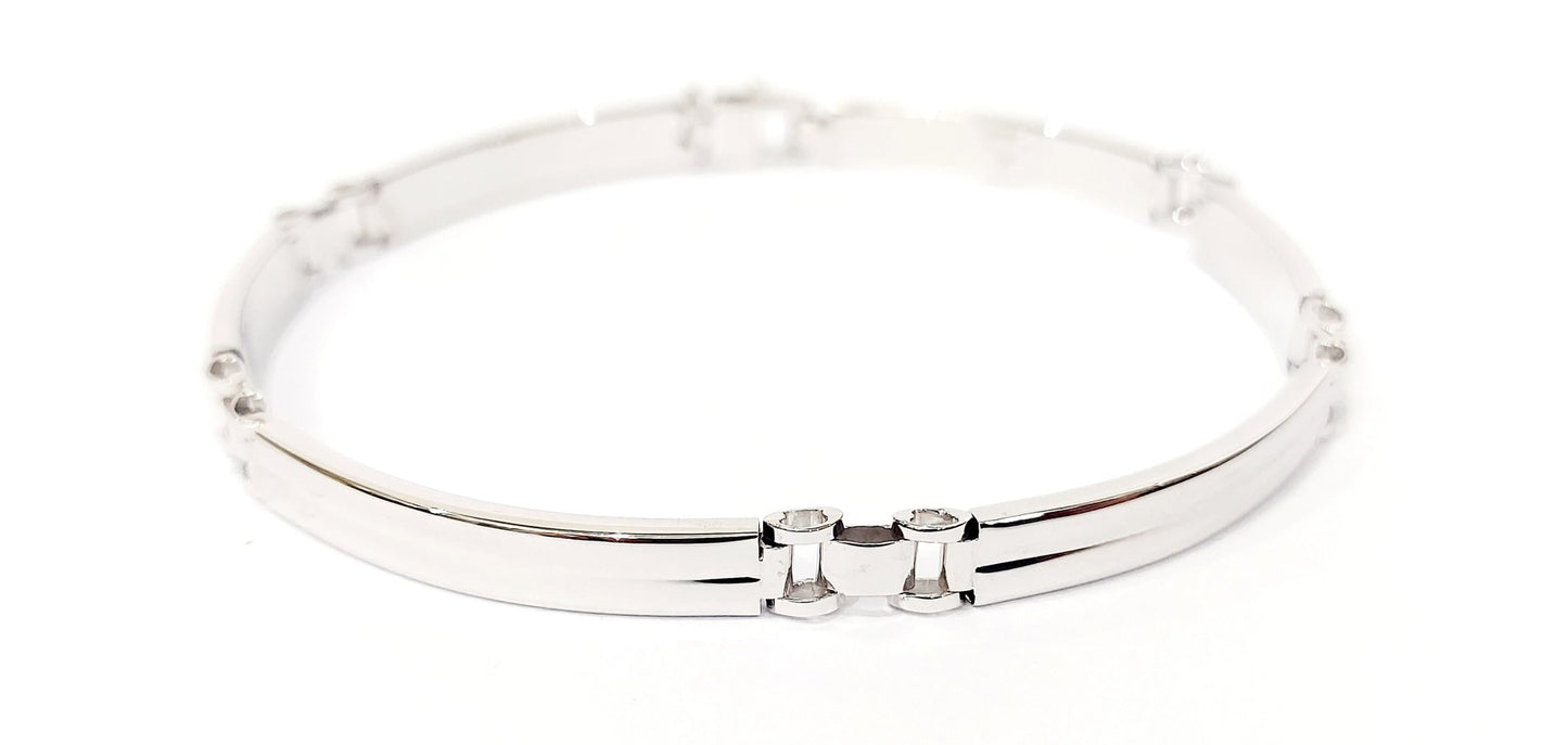 Bracciale Oro bianco 18 kt (750) piastre rettangolari lavorate - Oreficeria