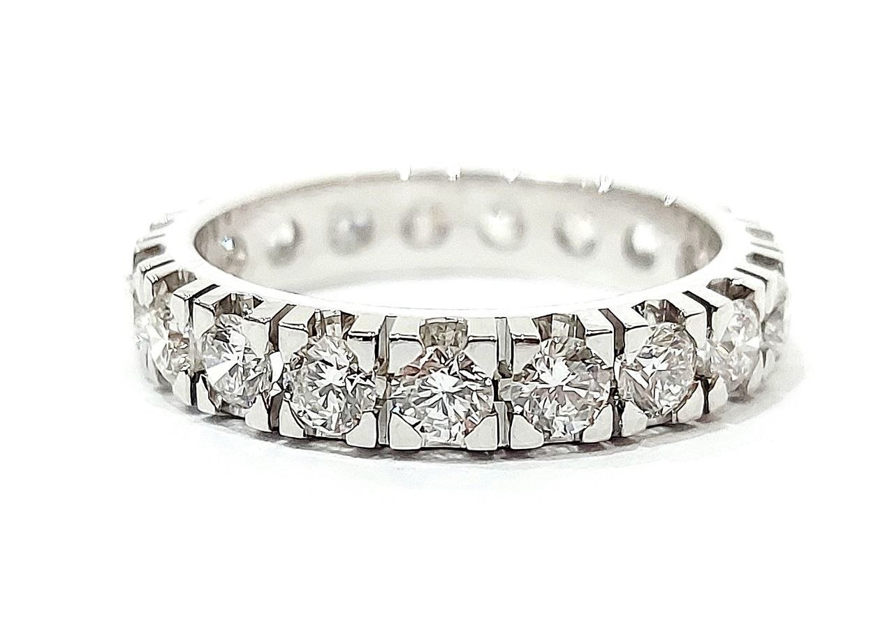 Anello veretta modello eternity Diamanti ct 3,80 Oro bianco 18 kt -750 Astralia
