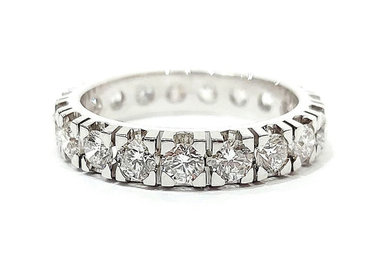 Anello veretta modello eternity Diamanti ct 3,80  Oro bianco 18 kt -750 Astralia