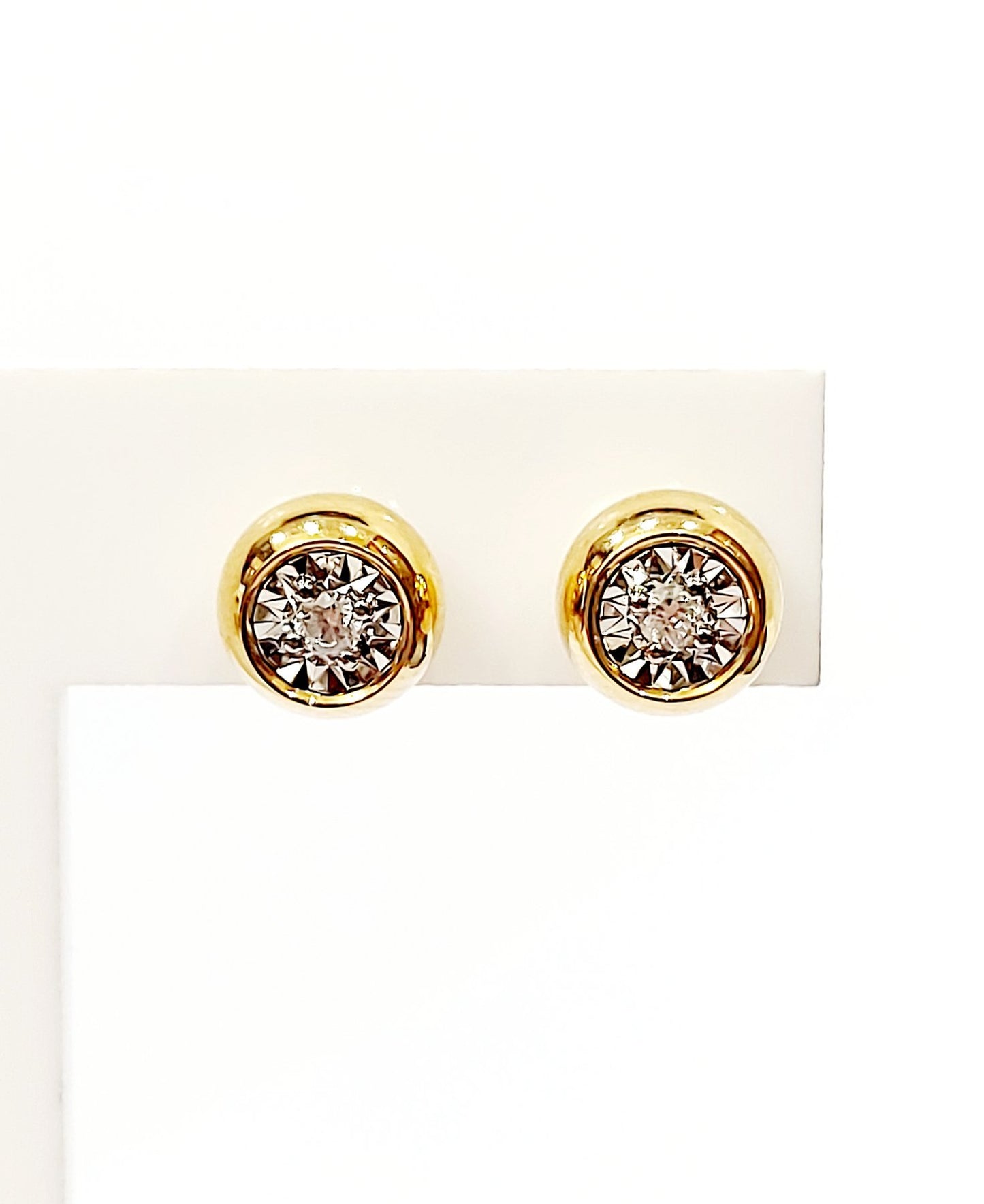 Orecchini punto luce specchiati con Diamanti 0,13 ct in Oro Bianco e Oro Giallo 18 kt (750)