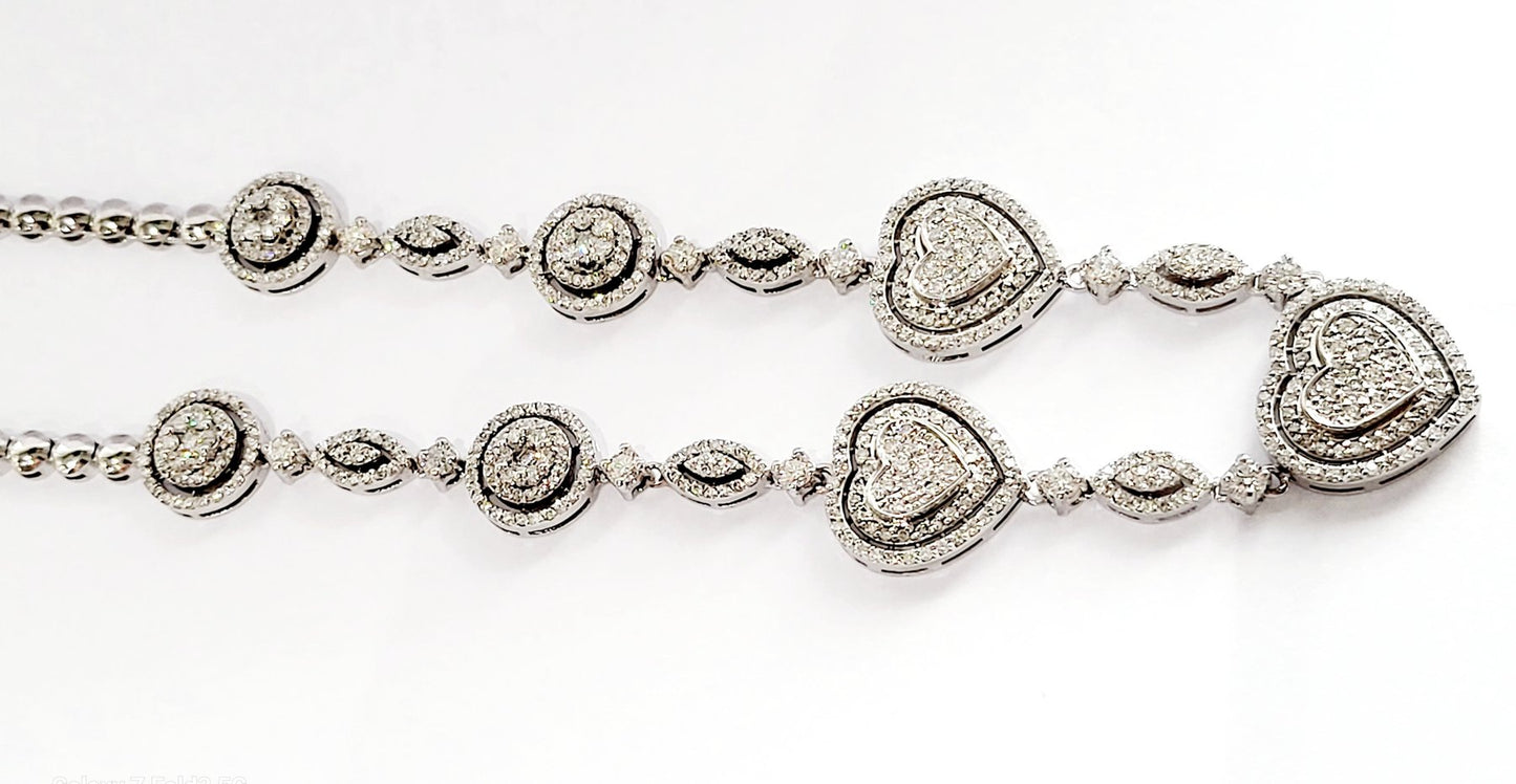 Collana a cuore con Diamanti ct 4,65 in Oro Bianco con certificazione gemmologica Gem Tech 18 kt -750