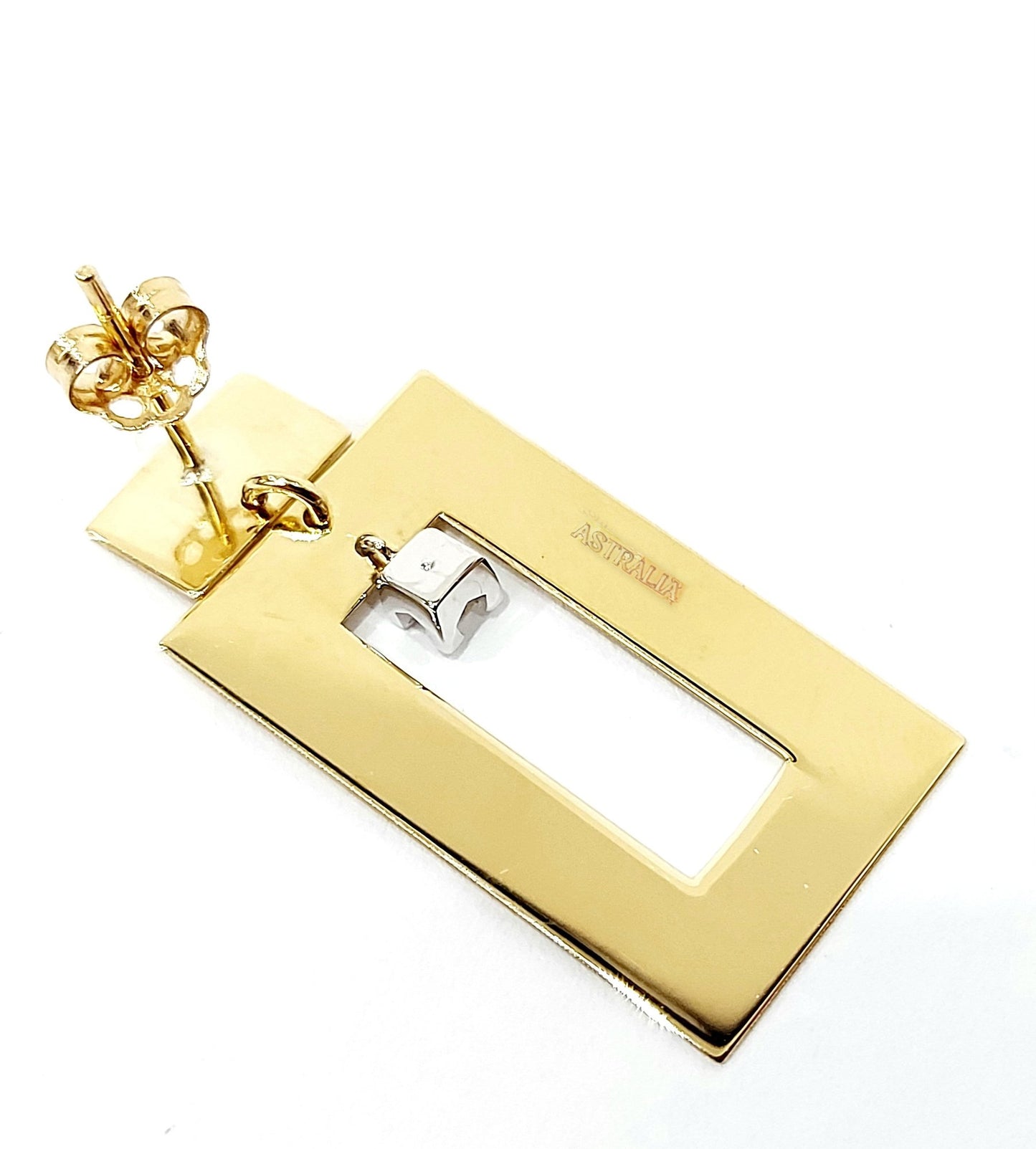 Orecchini geometrici Astralia Oro Giallo e Oro Bianco con Diamanti 0,20 ct 18 kt (750)