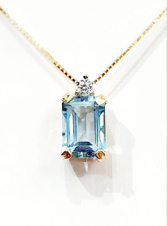 Collana con pendente con Topazio e Diamante Oro Giallo 18kt-750
