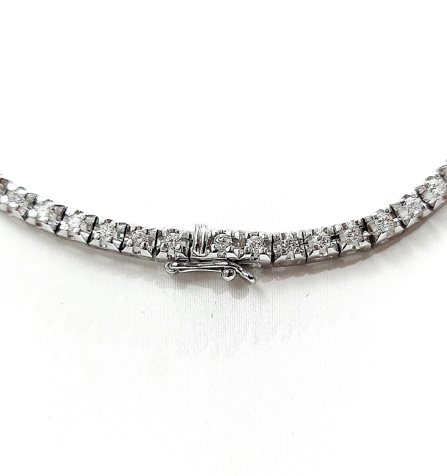 Collana modello tennis con Diamanti 3,05 ct semirigida Astralia in Oro Bianco 18 kt -750-45 cm