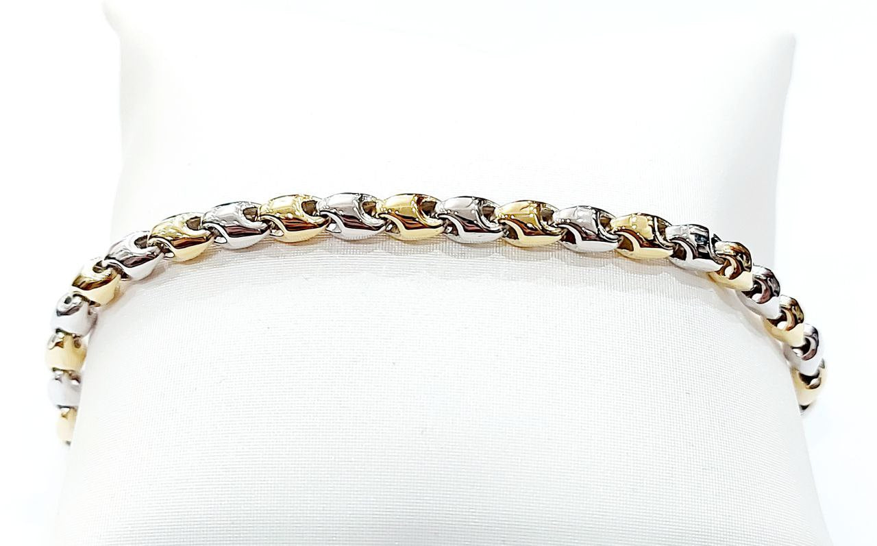 Bracciale in Oro Bianco e Oro Giallo in Oro massiccio 18 kt (750) - Oreficeria