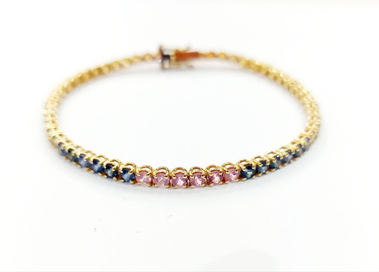 UNSHINEBAR Bracciale da tennis da uomo con gemme colorate in UNSHINEBAR Bracciale da tennis da uomo con gemme colorate in
