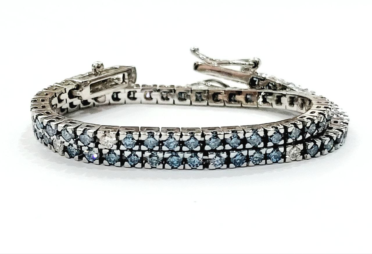 Bracciale Tennis in Oro Bianco con Diamanti Bianchi 0,15 ct e Diamanti