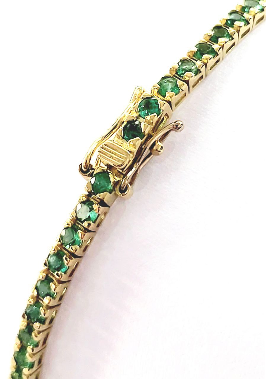 Bracciale Tennis Astralia in Oro Giallo con Smeraldi 3,35 ct e Diamanti 0,22 ct 18 kt (750)