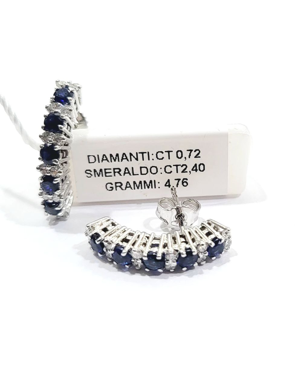 Orecchini Astralia a fantasia con Zaffiri 2,40 ct e Diamanti 0,72 ct in Oro bianco 18 kt (750)