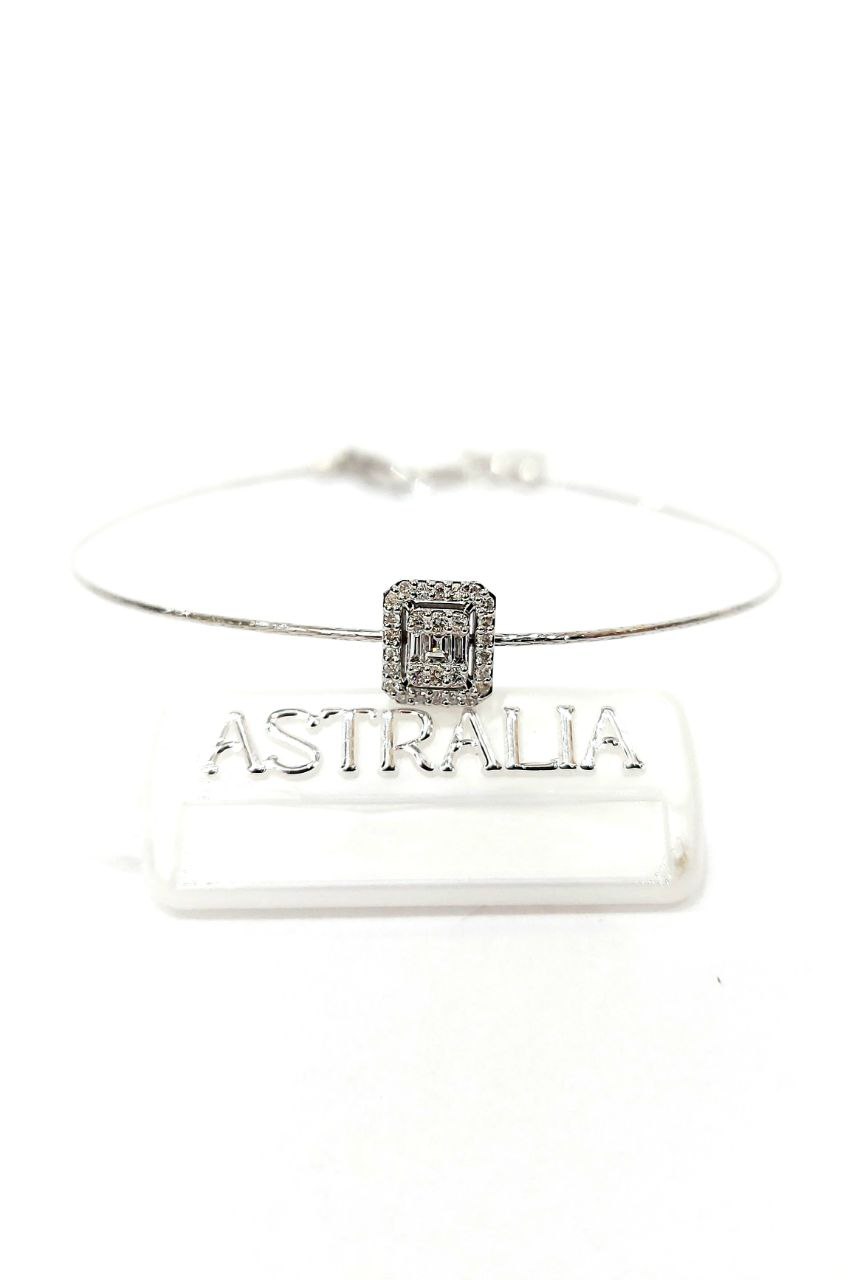 Bracciale rigido Astralia con Diamanti baguette e brillante 0,35 ct in oro bianco 18 kt (750)