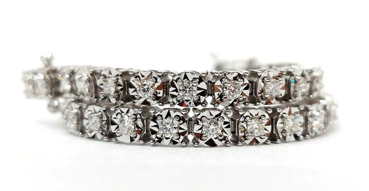 Bracciale Tennis specchio circolare in Oro Bianco con Diamanti 1,30 ct certificato Gem Tech 18 kt (750)
