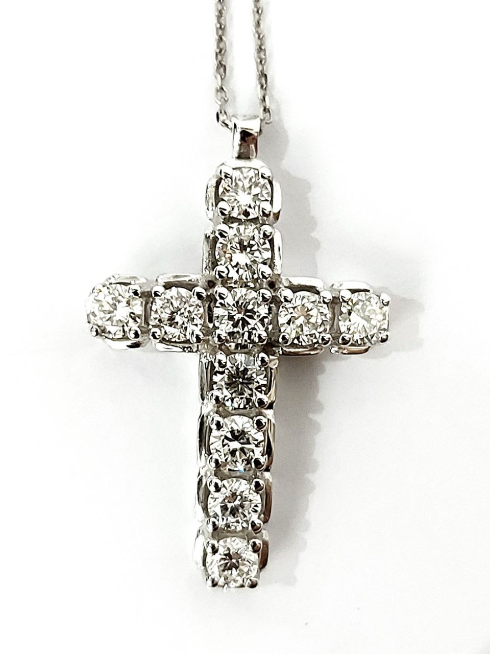 Collana pendente Croce Oro Bianco 18kt-750 Diamantict 1,00