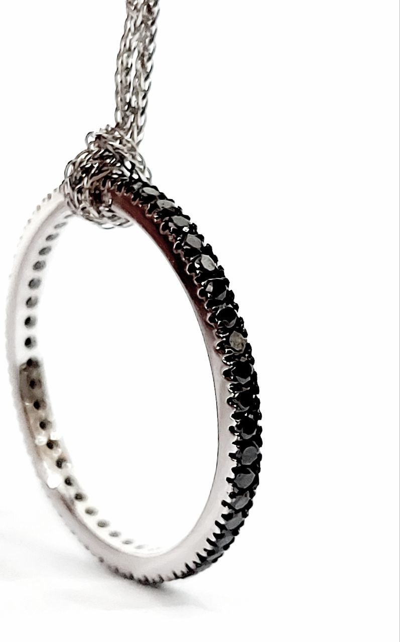 Collana ciondolo modello veretta Eternity Astralia Diamante Neri 1,00 ct Oro Bianco 18kt -750