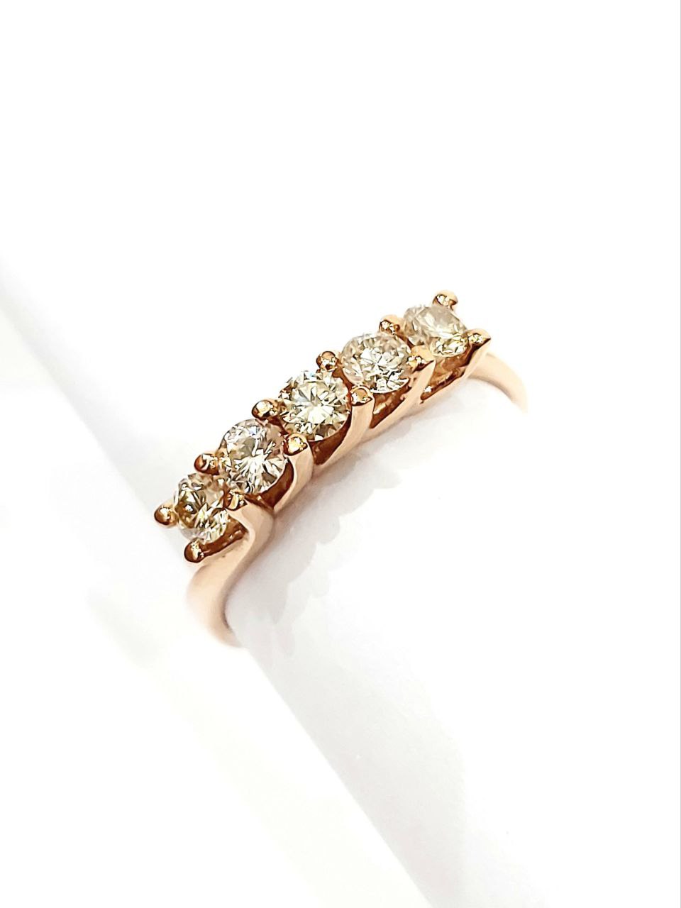 Anello veretta a 5 Astralia con diamanti Light Brown 0,75 ct in Oro Rosa 18 kt-750