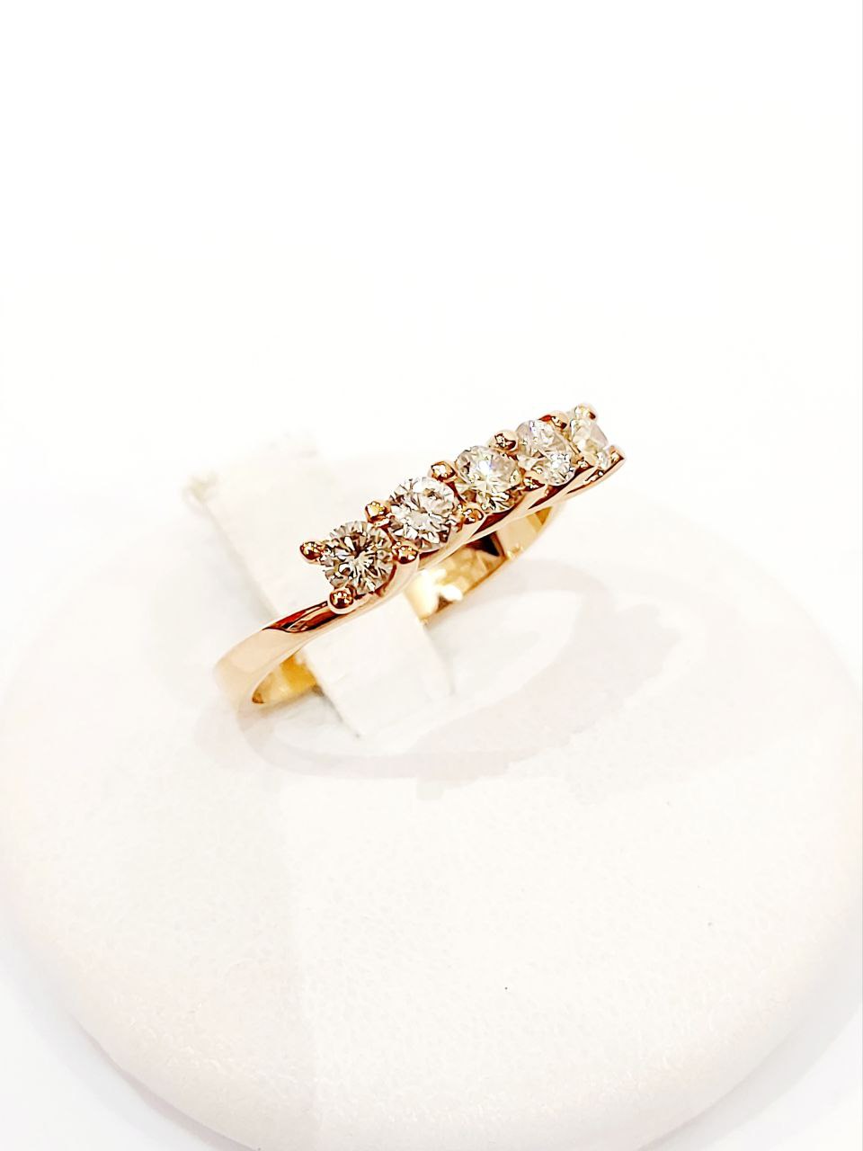 Anello veretta a 5 Astralia con diamanti Light Brown 0,75 ct in Oro Rosa 18 kt-750