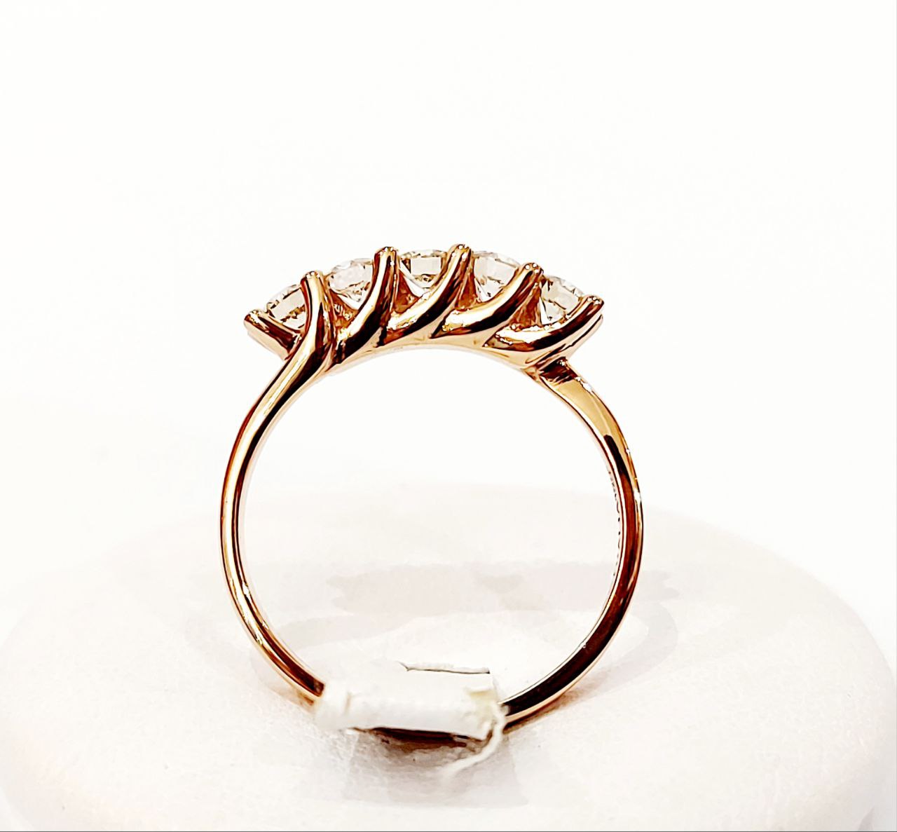 Anello veretta a 5 Astralia con diamanti Light Brown 0,75 ct in Oro Rosa 18 kt-750