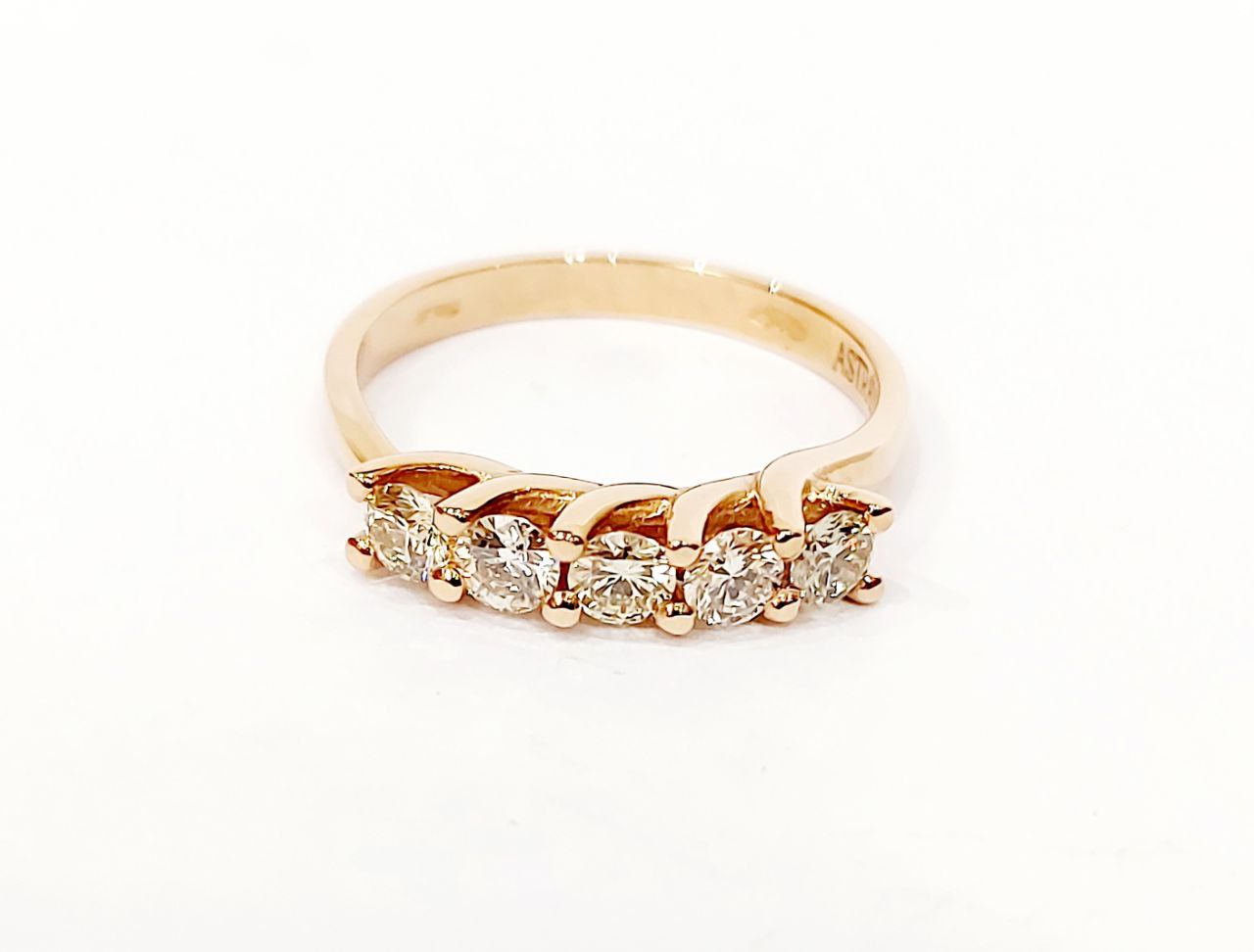 Anello veretta a 5 Astralia con diamanti Light Brown 0,75 ct in Oro Rosa 18 kt-750