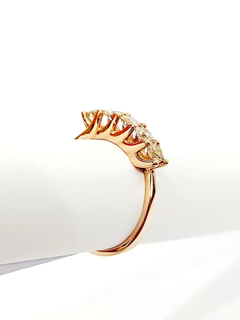 Anello veretta a 5 Astralia con diamanti Light Brown 0,75 ct in Oro Rosa 18 kt-750